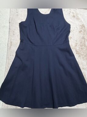 Land’s End Ponte Dress, Skater Style, Fit & Flare in Navy w/Pockets 18